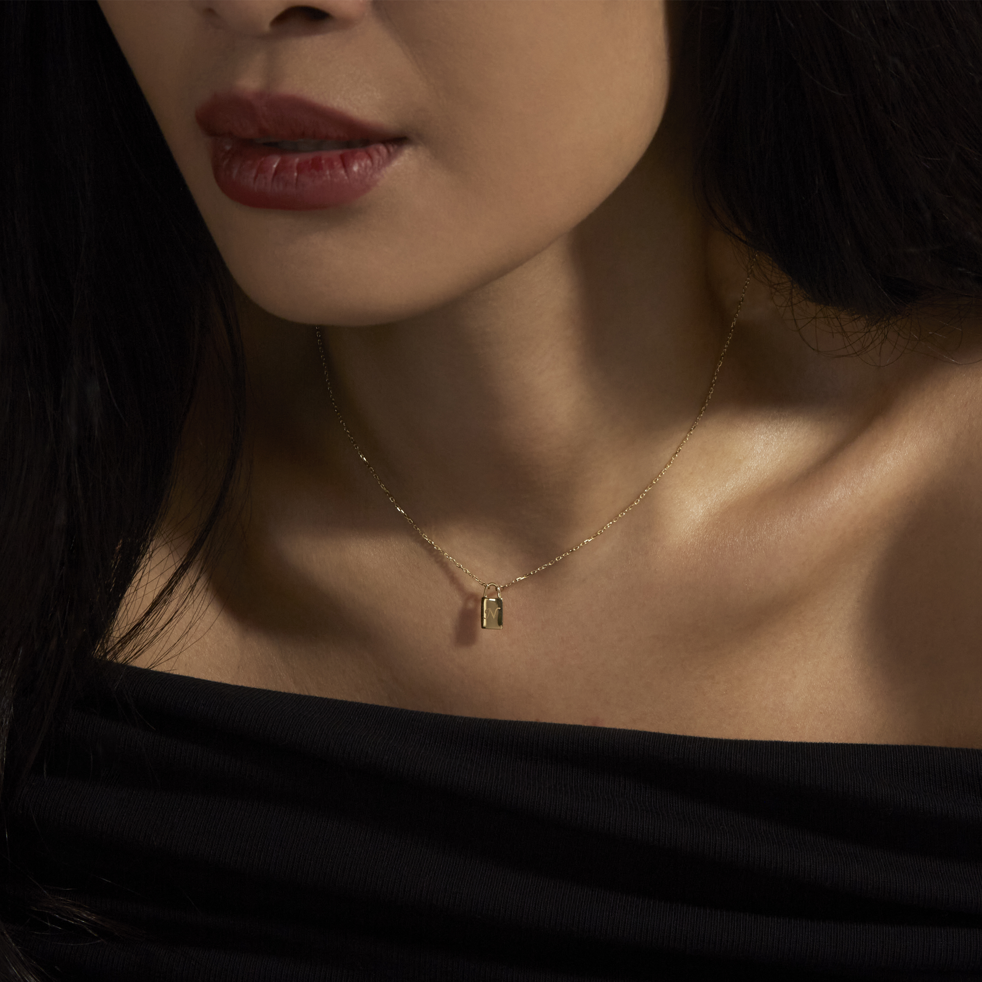 Dainty cheap lock necklace