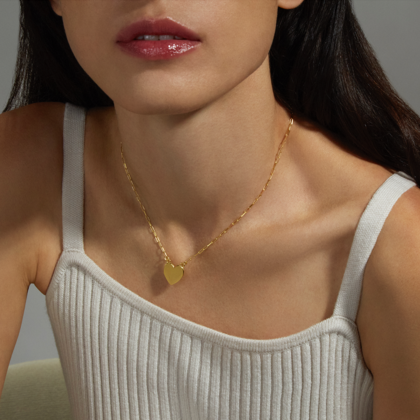 Flat Heart Gold Vermeil Necklace