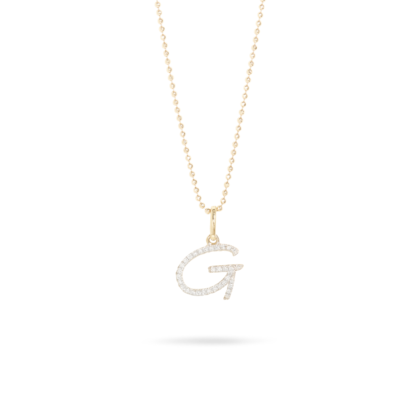 Large Pave Scripted Initial Charm Necklace