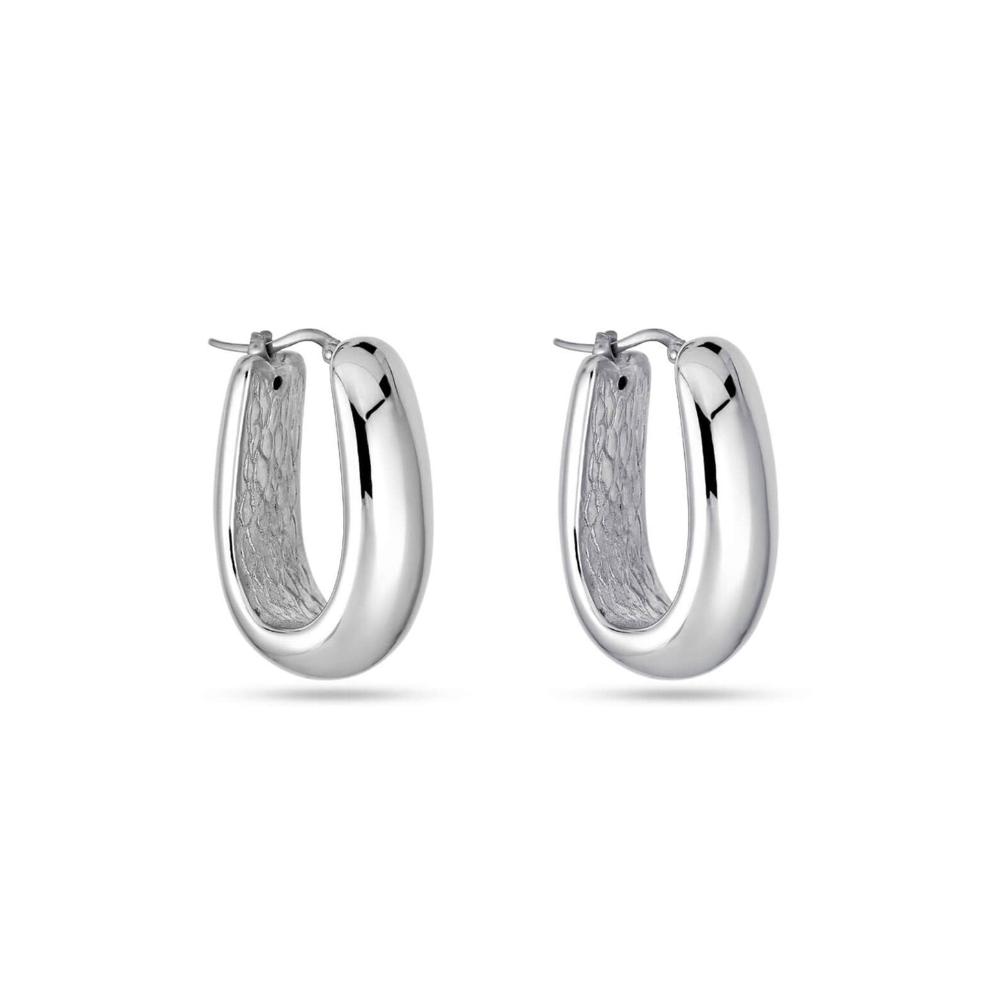Oblong Silver Hoops STONE AND STRAND