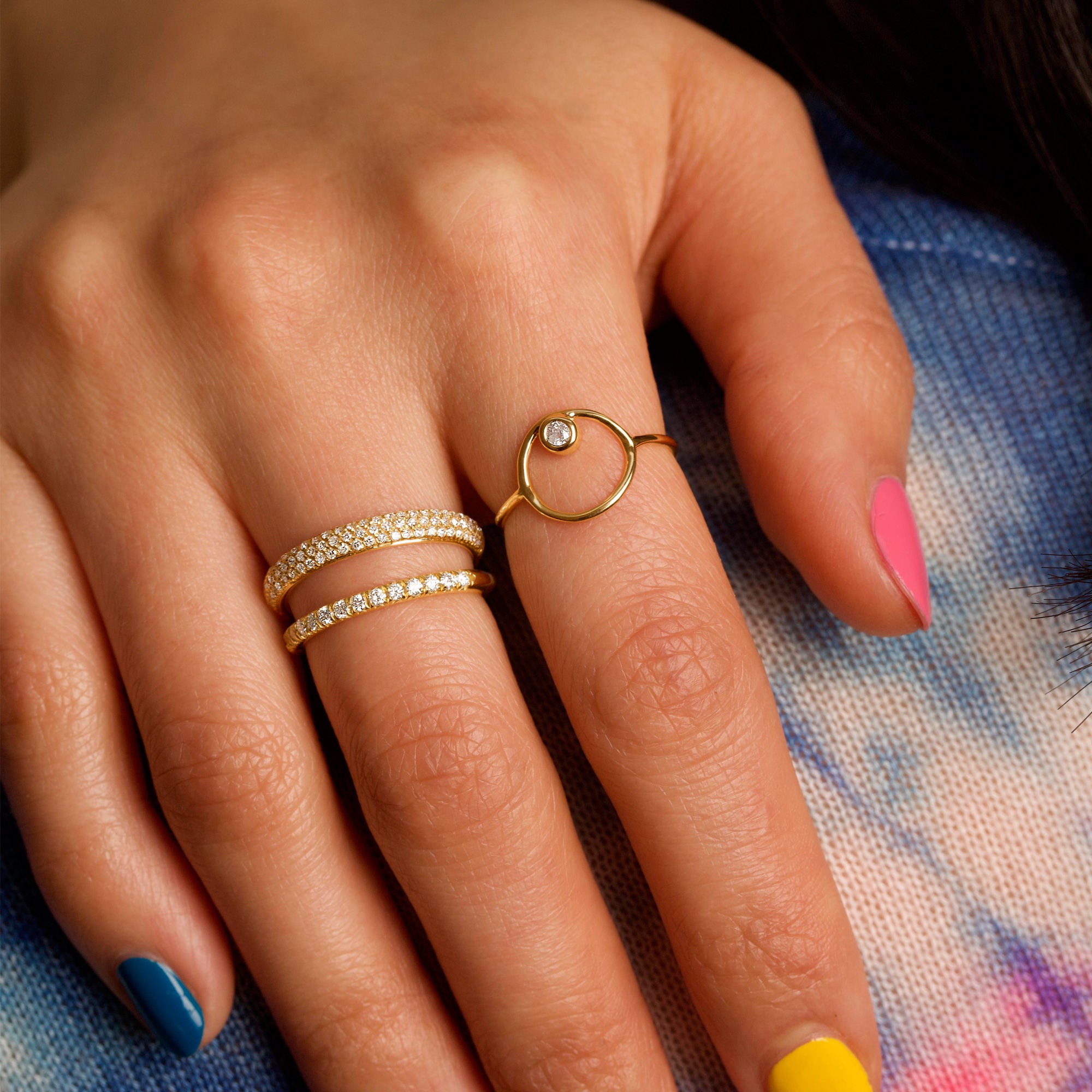 Open circle ring with cheap diamonds