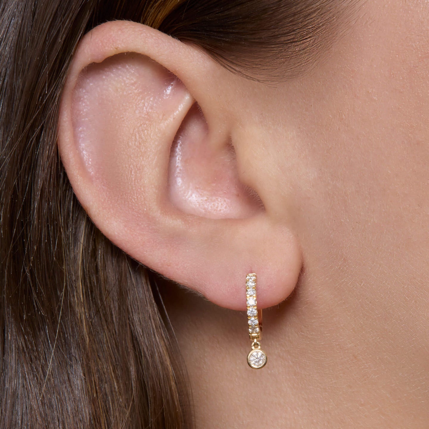 Round Diamond Drop Huggies – STONE AND STRAND