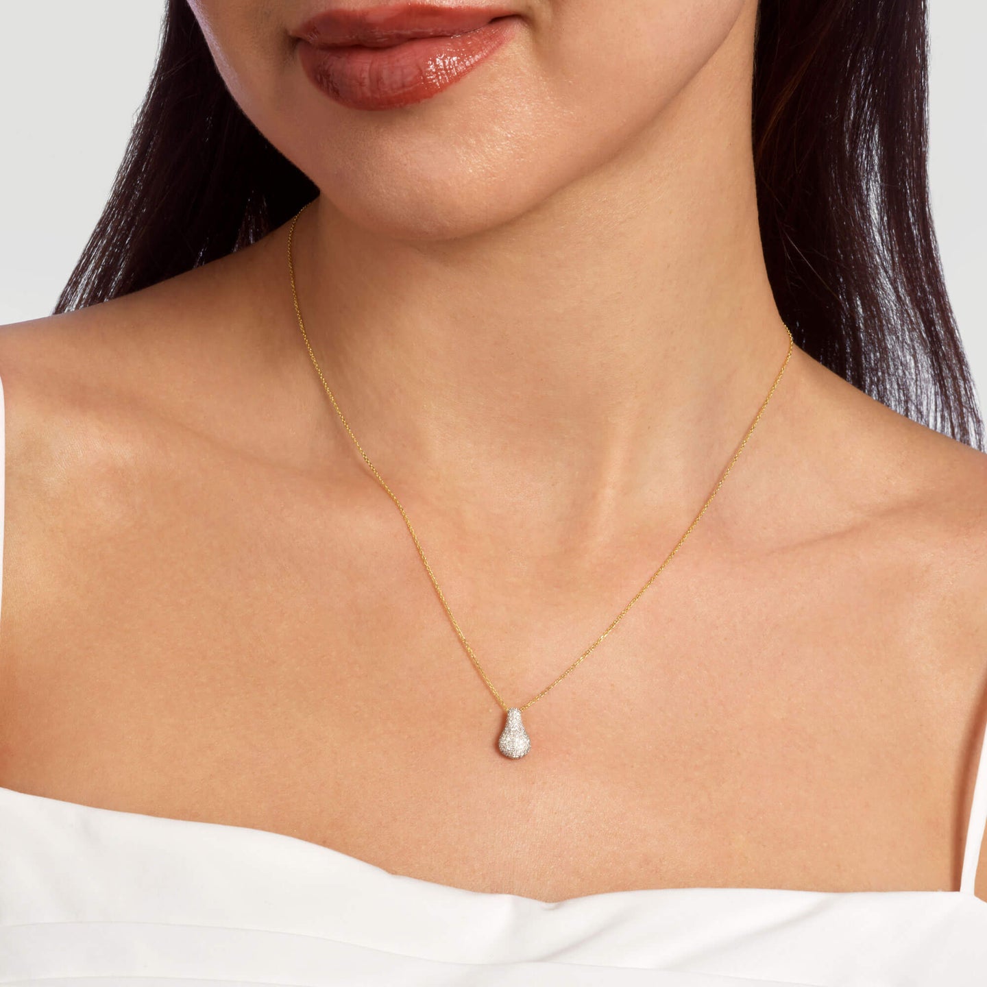 【STONE AND STRAND】ドロップレット ペンダント ダイヤモンド付 Pave Diamond Droplet Necklace – STONE AND STRAND