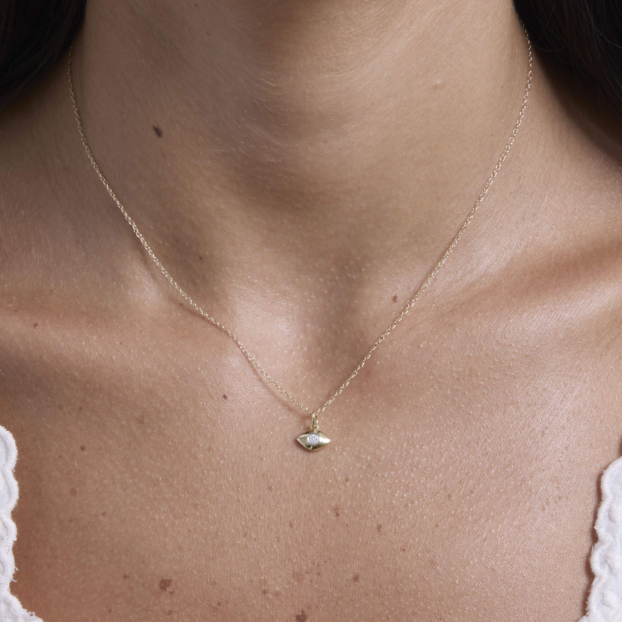 Tiny Evil Eye Diamond Necklace – STONE AND STRAND