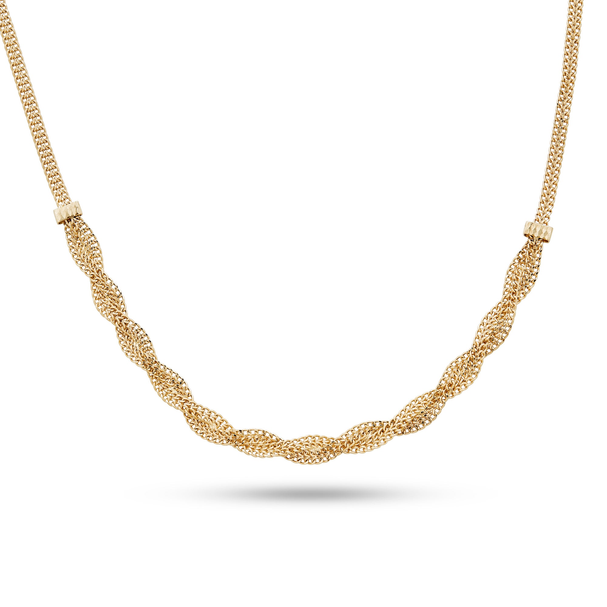 Stone and Strand Gold Ball Chain Necklace