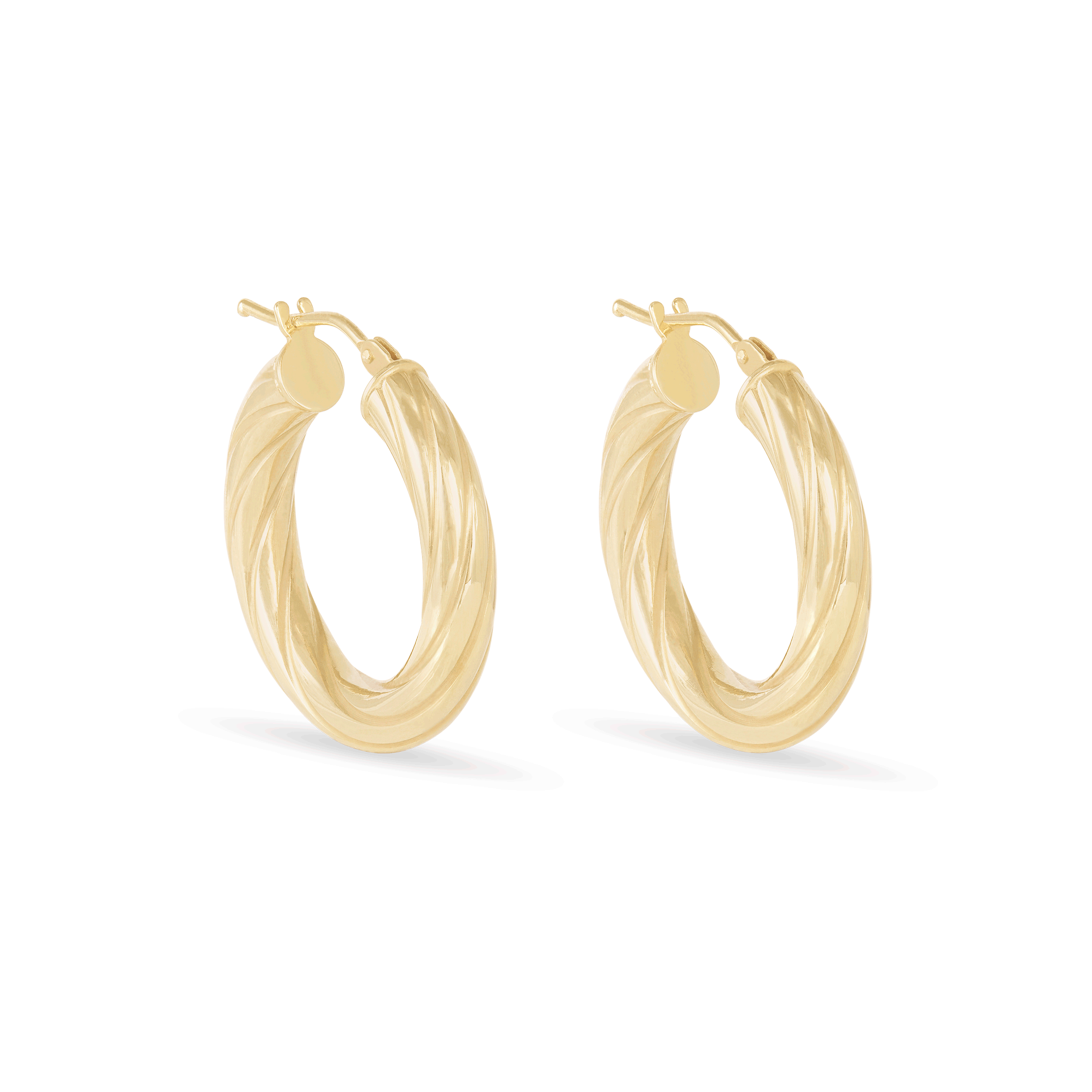 Bold Gold Twist Hoops – STONE AND STRAND