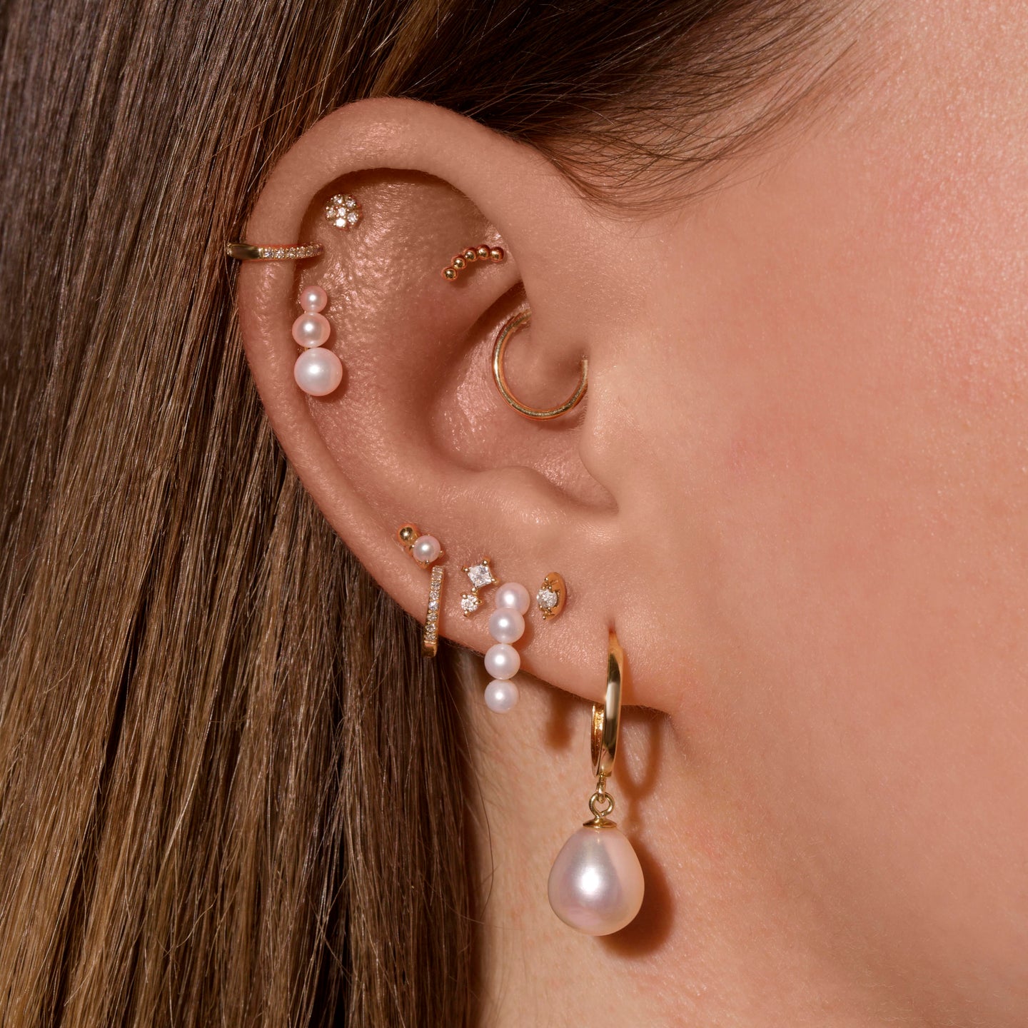 Diamond Bead Piercing Earring – STONE AND STRAND