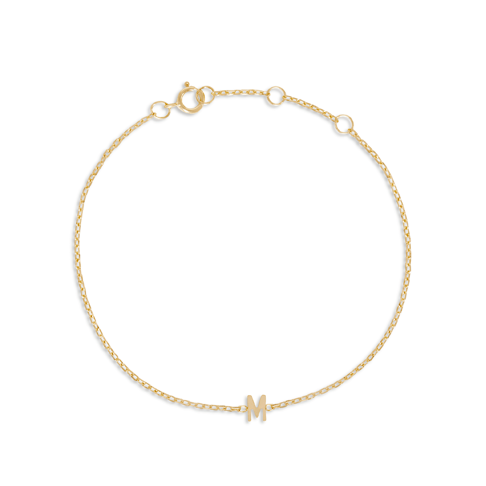 Stone and Strand Gold Initial Bracelet