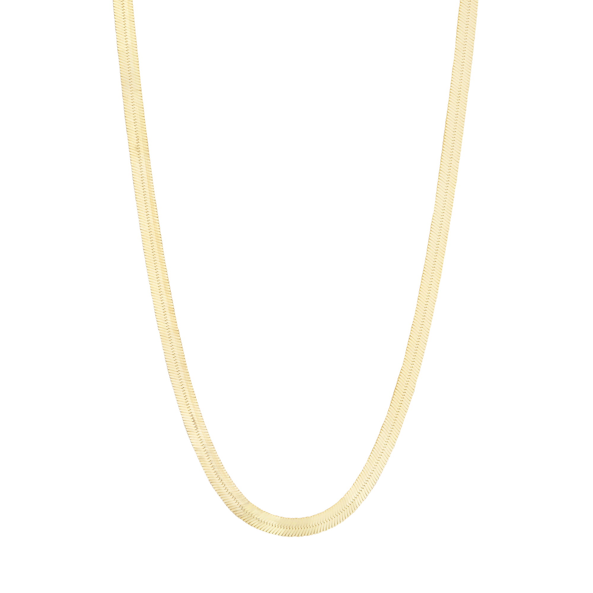 Yellow Flat Herringbone Gold Chain Necklace