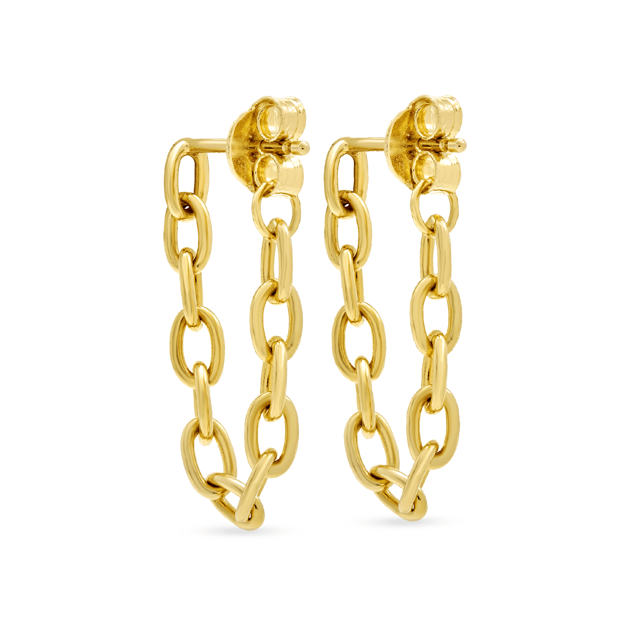 Chunky gold sales chain earrings