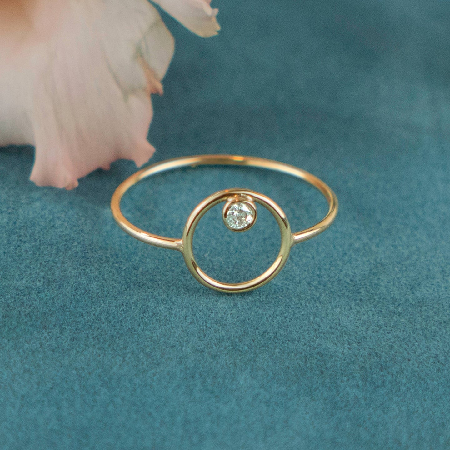 Open Circle Ring with Diamond STONE AND STRAND