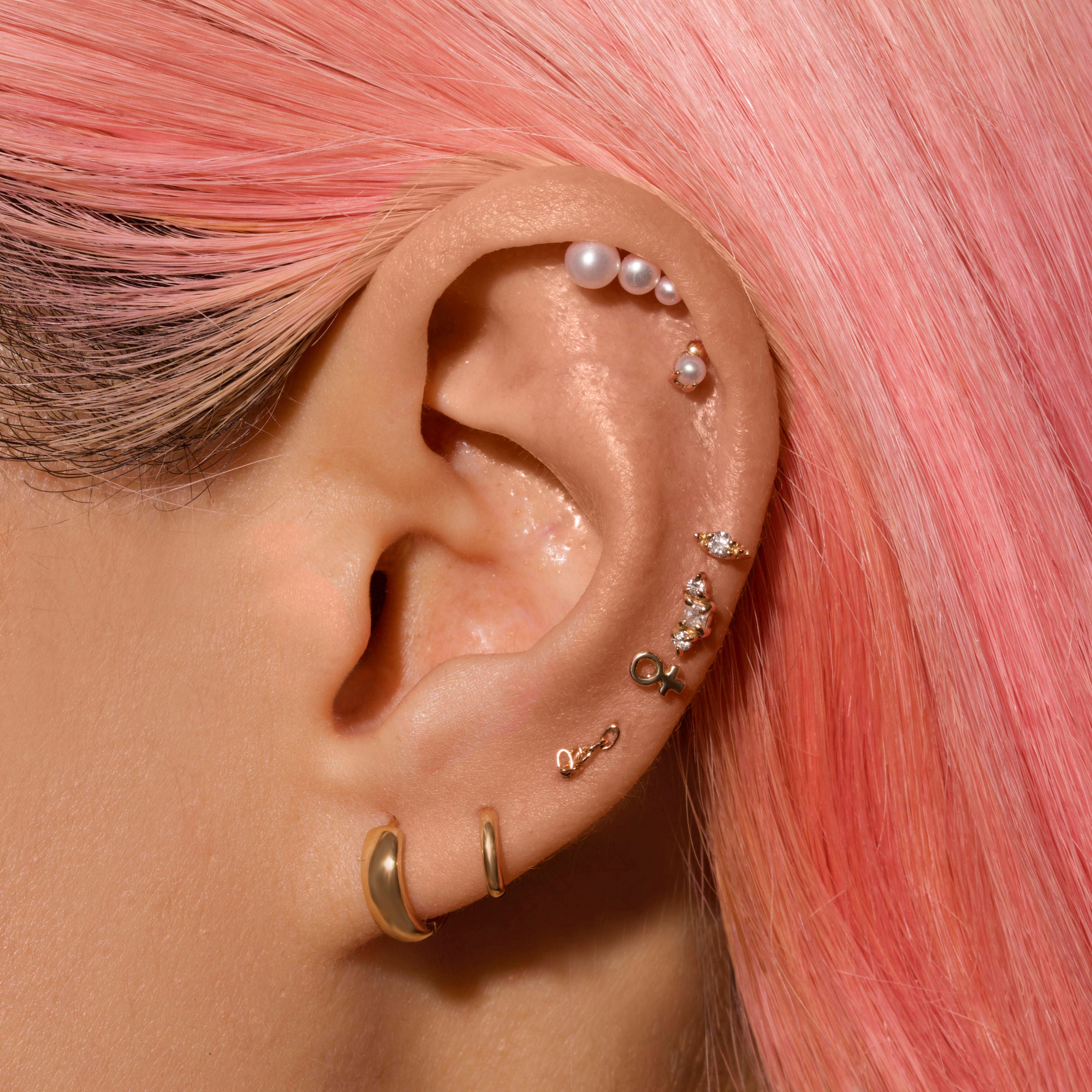Ornate Trifecta Diamond Piercing Earring – STONE AND STRAND