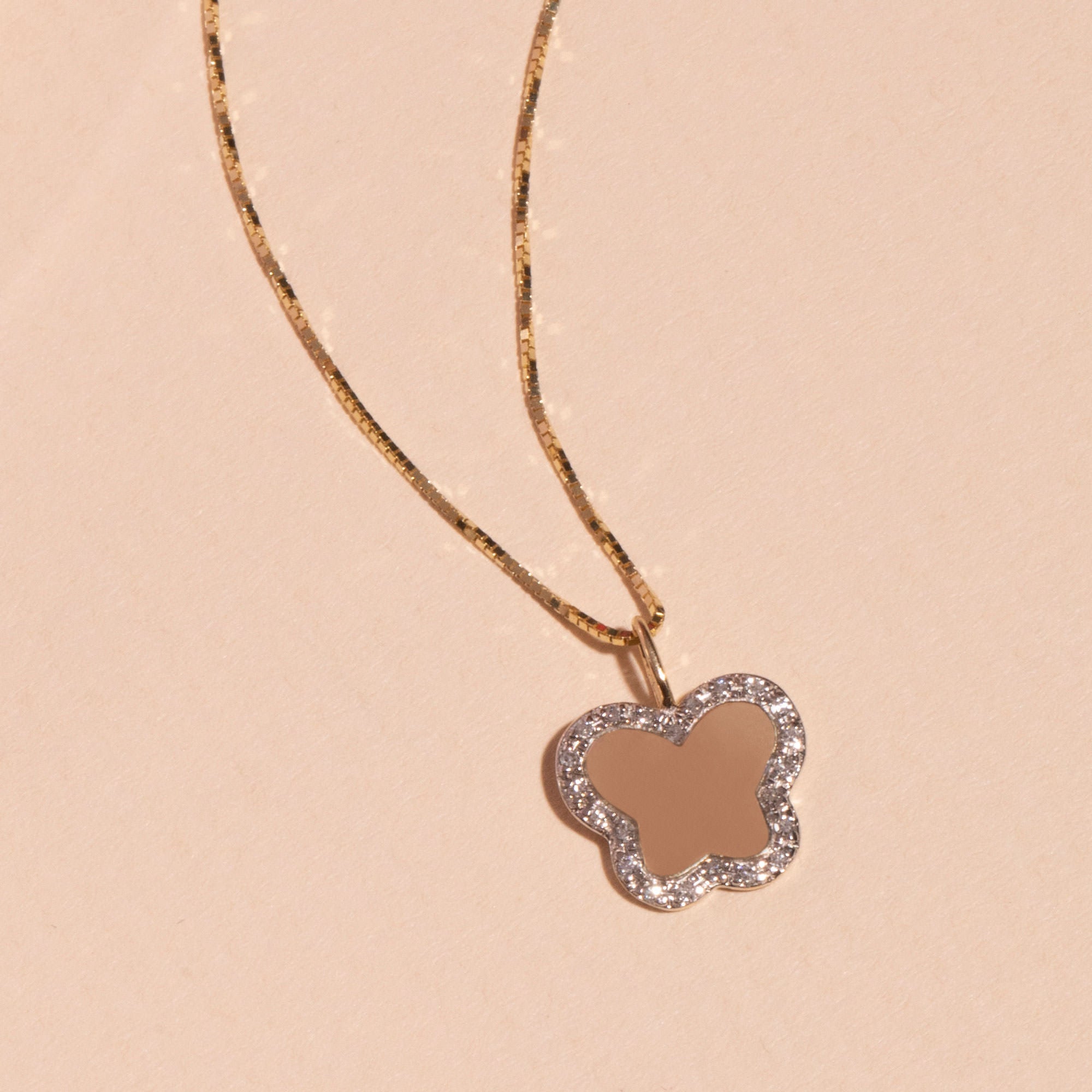 Pave Butterfly Disc Necklace STONE AND STRAND
