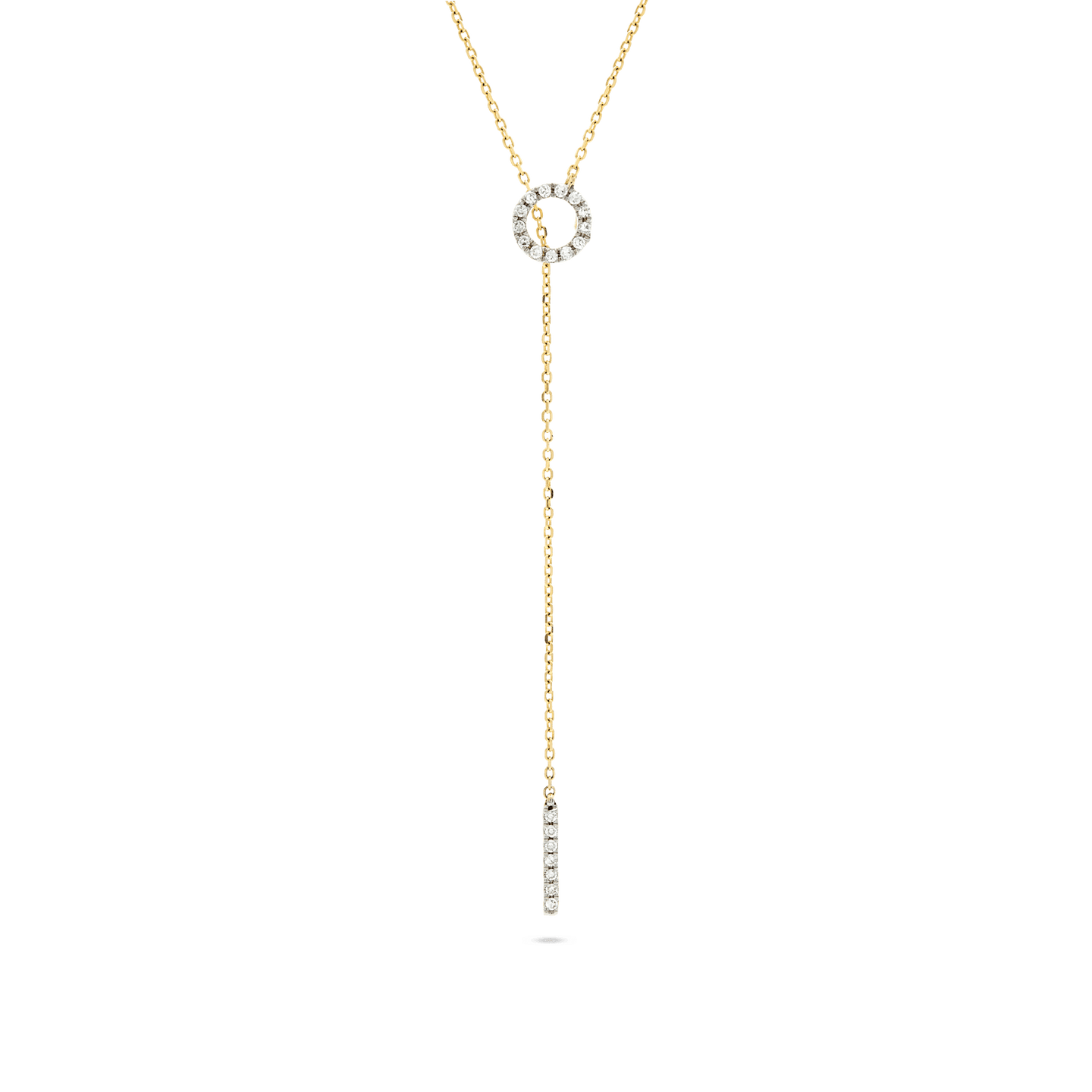 Pave Diamond Open Circle Lariat Necklace STONE AND STRAND