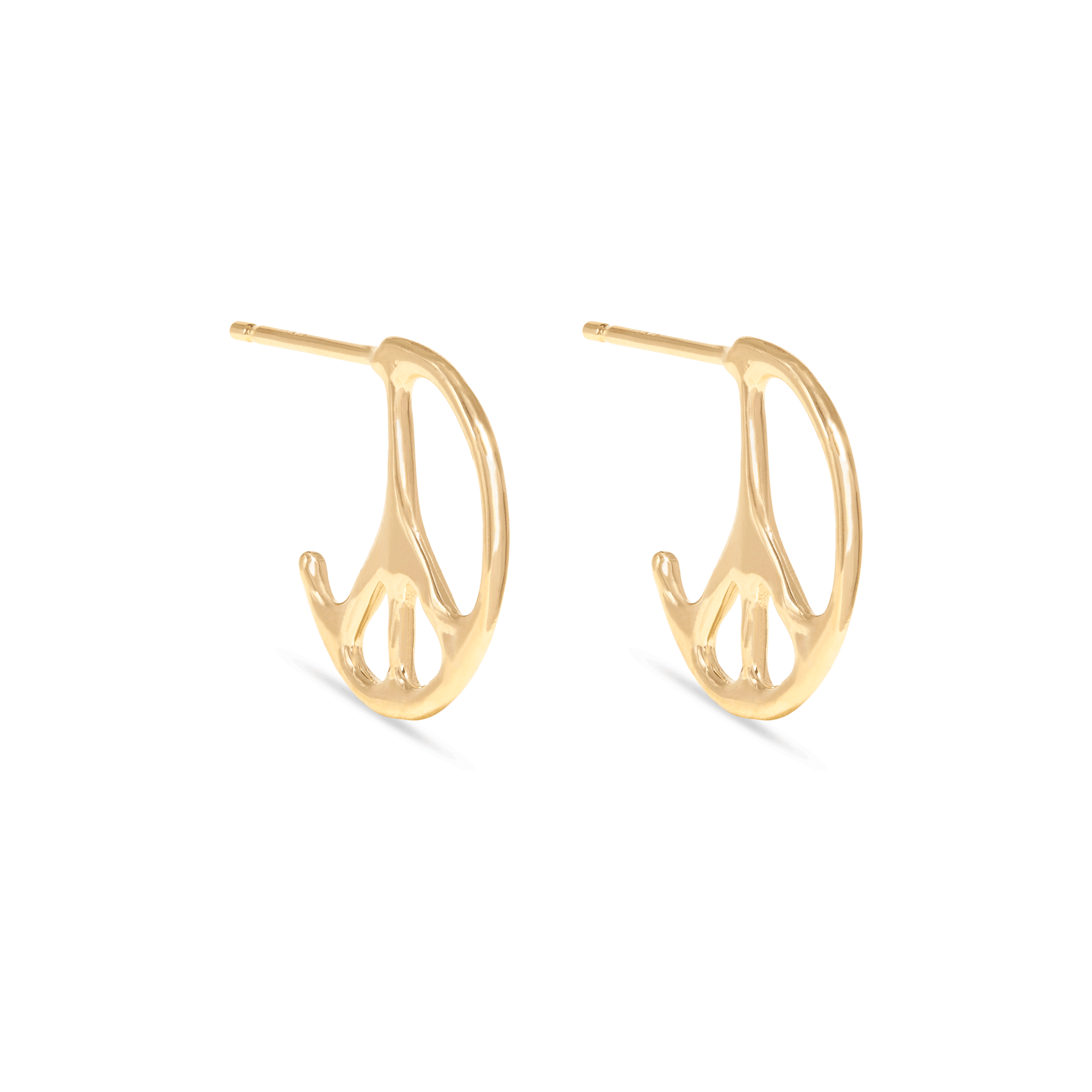 Gold Plated V-Sign Stud Earrings