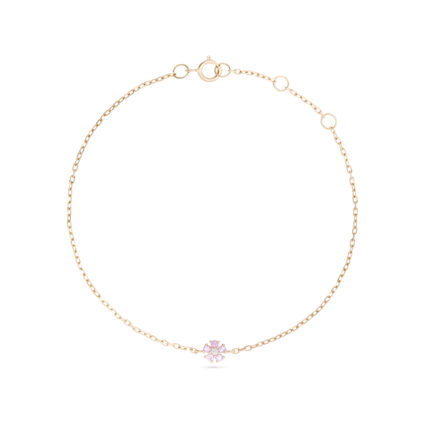 Stone and Strand Pink Sapphire Flower Bracelet