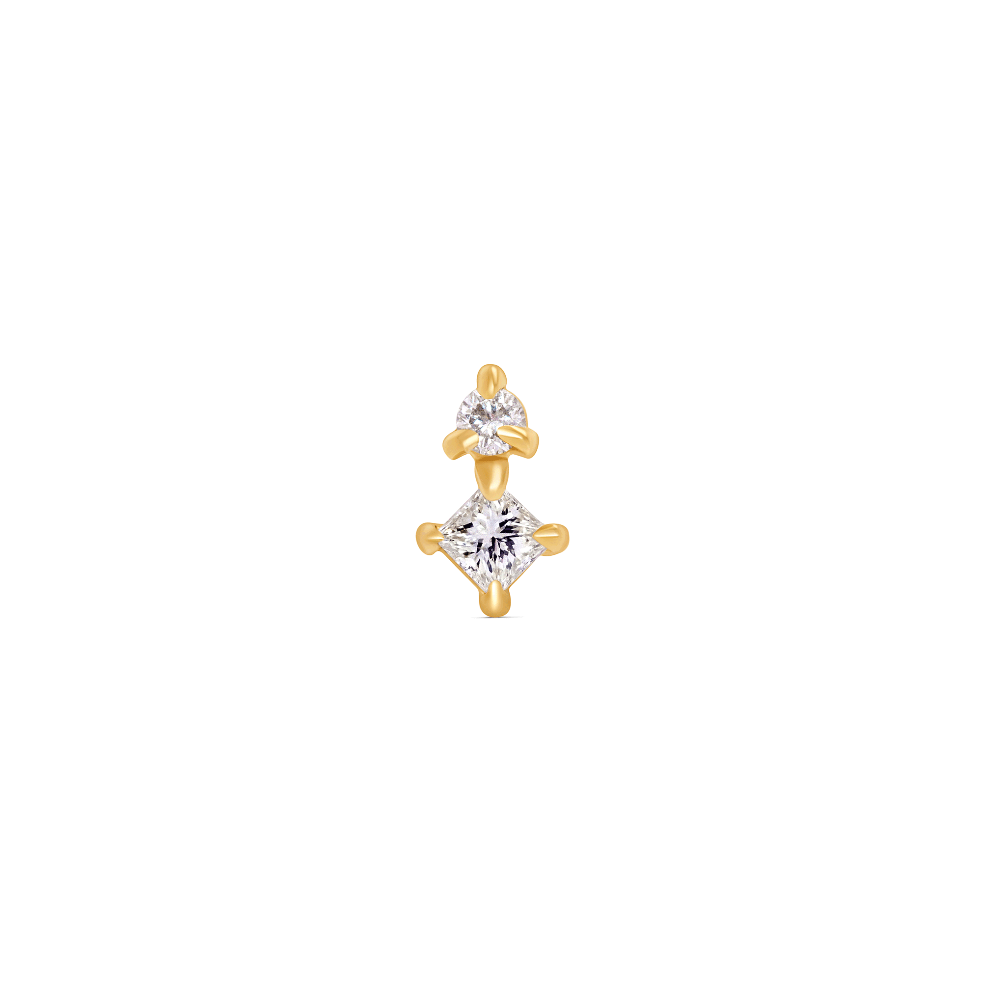◆STONEHENgE◆ DAL 14K Diamond Piercing M0786D Single 14k Solid Gold Solitaire Diamond Cartilage Earring Labret