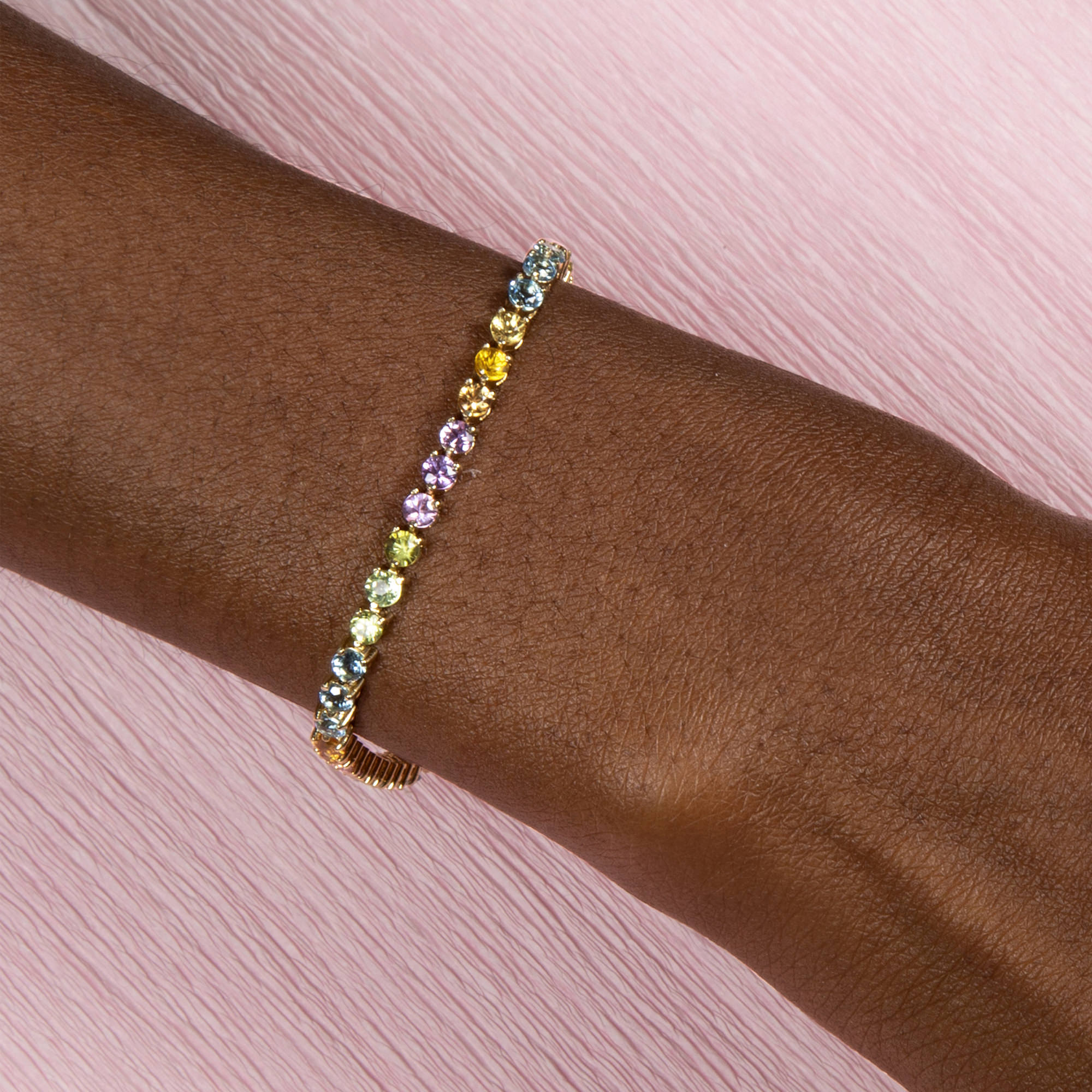 Rainbow diamond discount tennis bracelet