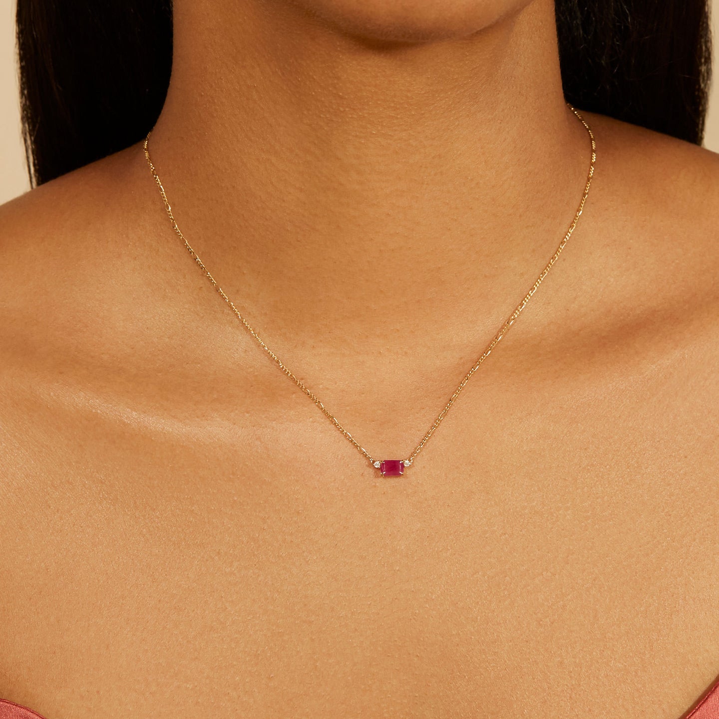 Red ruby clearance diamond necklace