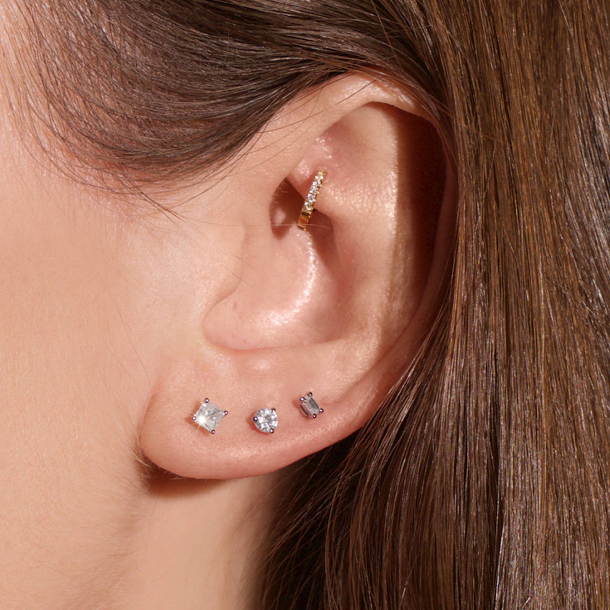 Stone and Strand Small Diamond Stud