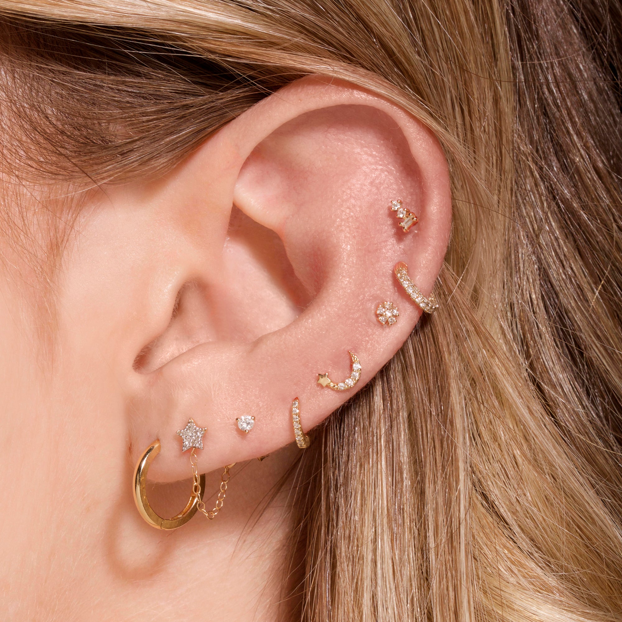 Small Gold Huggie Clicker Earring