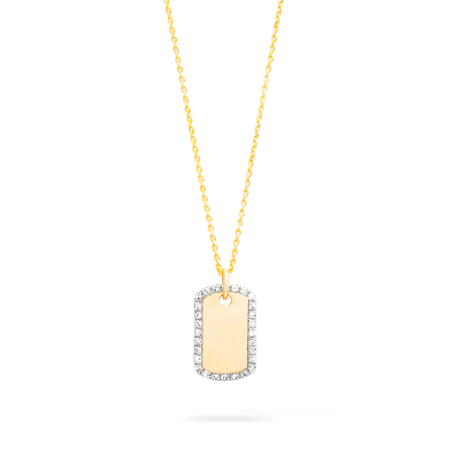 Personalized gold dog tag necklace top