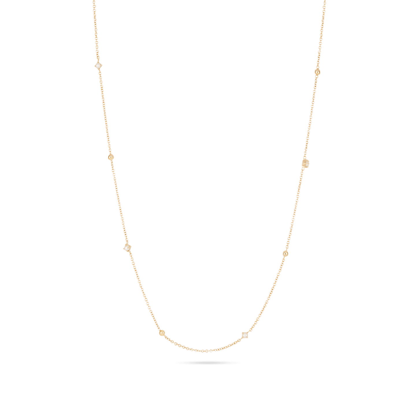 Tiny Pearl and Gold Bead Necklace – STONE AND STRAND