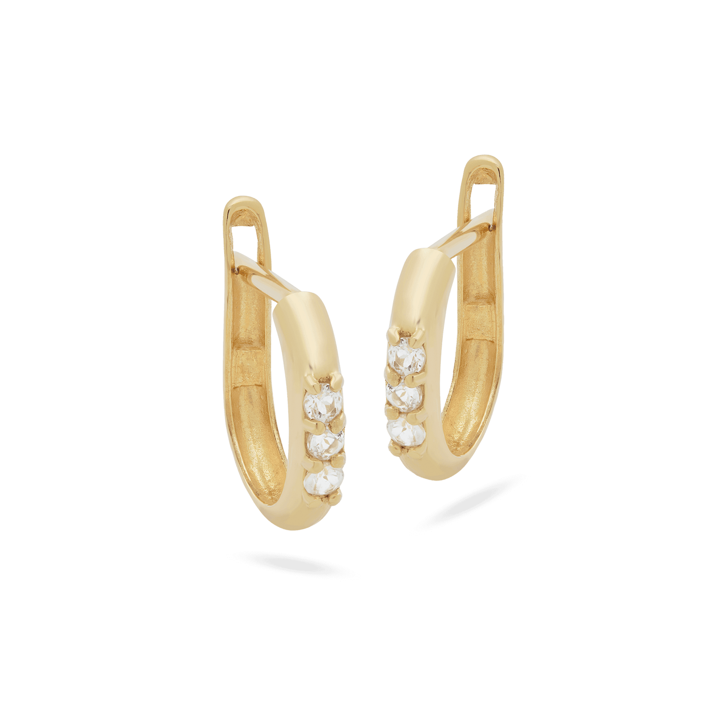 Huggie hoop earrings outlet with white topaz