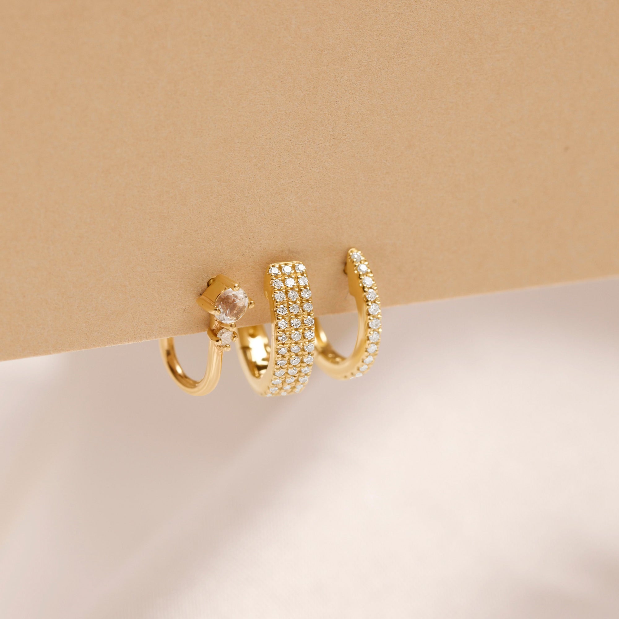 White gold huggie earrings on sale with diamonds