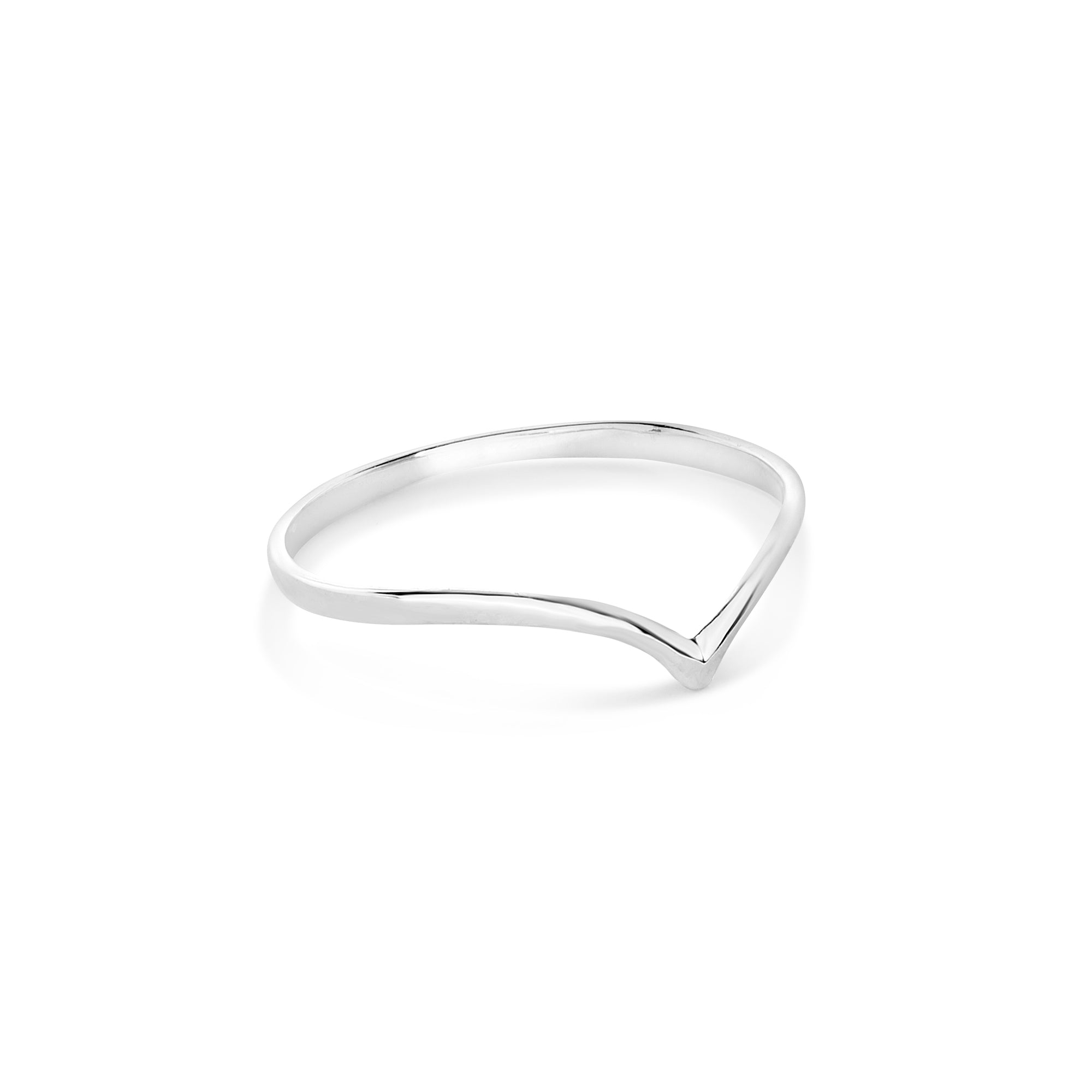 White Gold V Ring STONE AND STRAND