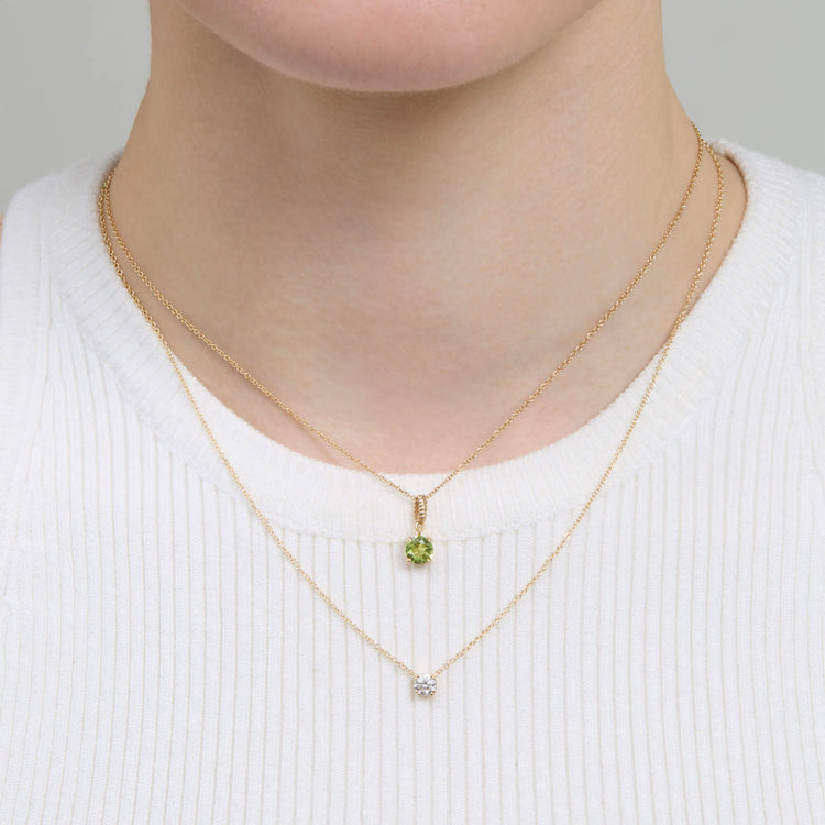 Image of 14K Yellow Gold 0.5CTW Lab-Created Classic Solitaire Necklace with Stone and Strand Necklaces