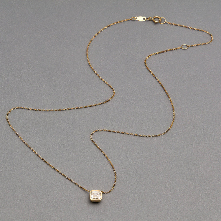 Stone and Strand 14K Yellow Gold 1-CTW Lab-Created Asscher Necklace Editorial Image