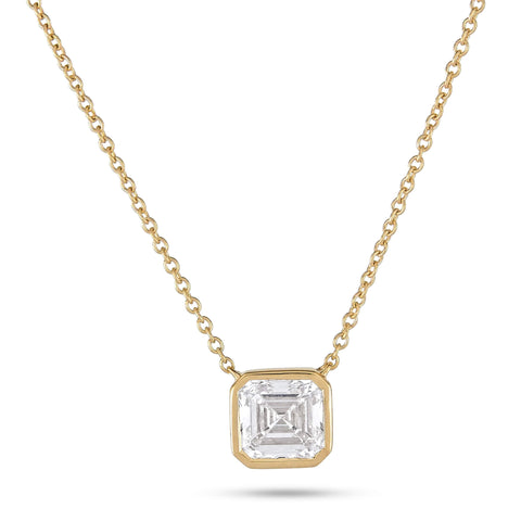 Stone and Strand 14K Yellow Gold 1-CTW Lab-Created Asscher Necklace Front Image
