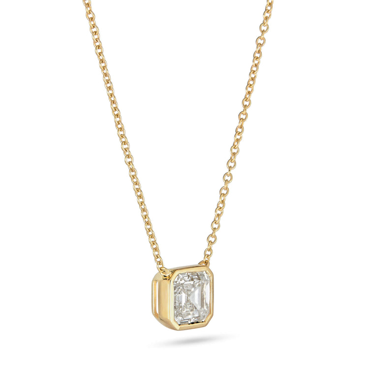 Stone and Strand 14K Yellow Gold 1-CTW Lab-Created Asscher Necklace Side Image