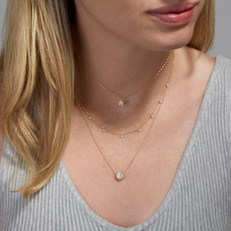 Image of 14K Yellow Gold 1CTW Lab-Created Diamond Candy Solitaire Necklace with Stone and Strand Necklaces