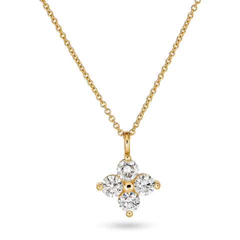 Stone and Strand 10K Yellow Gold 1CTW Luckiest Clover Lab Created Diamond Necklace Close Up Image