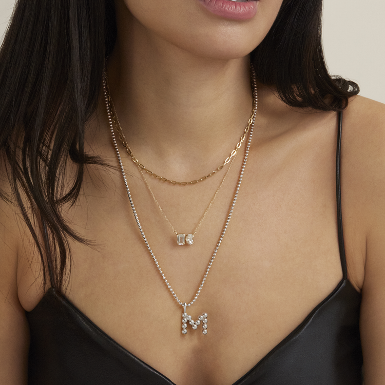 Sterling Silver Mochi Donut Initial Necklace