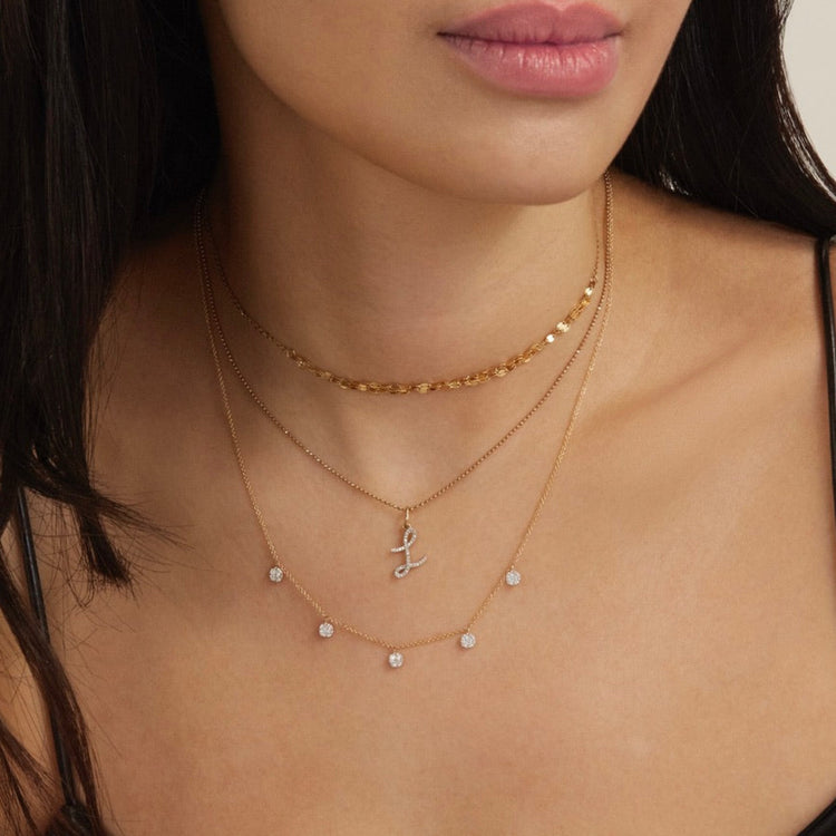 Image of 10K Yellow Gold Diamond Disco Necklace with Stone and Strand Necklaces