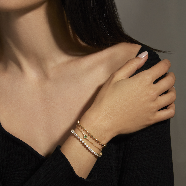 Image of 14K Yellow Gold 4-5 CTW Lab-Created Tennis Bracelet with Stone and Strand Bracelets