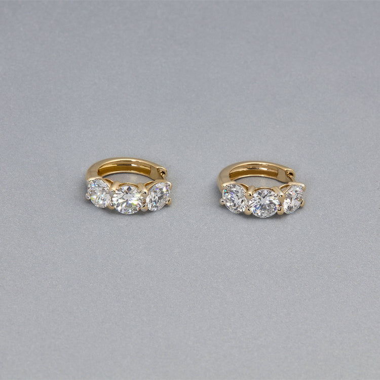 Stone and Strand 14K Yellow Gold 4.5CTW Lab-Created Chubby Diamond Hoops Editorial Image