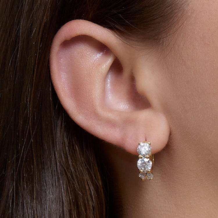 Image of 14K Yellow Gold 4.5CTW Lab-Created Chubby Diamond Hoops on Models Ear