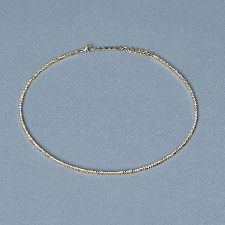 Stone and Strand 14K Yellow Gold Adjustable LAB-Created Diamond Tennis Choker Editorial Image