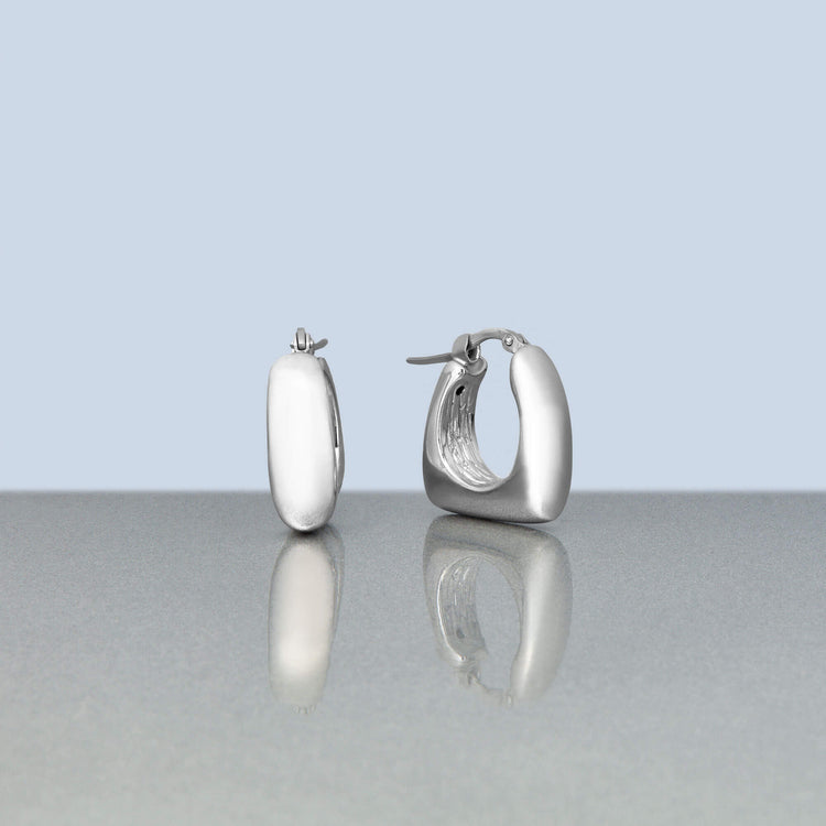 Stone and Strand Sterling Silver All Angles Silver Hoops Editorial Image