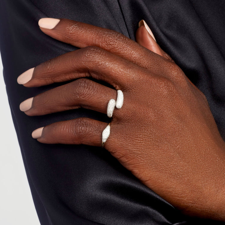 Image of 14K Yellow Gold All Diamond Hug Ring with Stone and Strand Rings