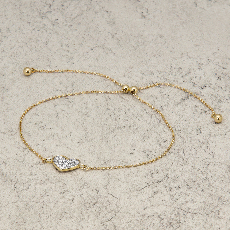Stone and Strand 10K Yellow Gold All My Love Sparkle Heart Diamond Bracelet Editorial Image
