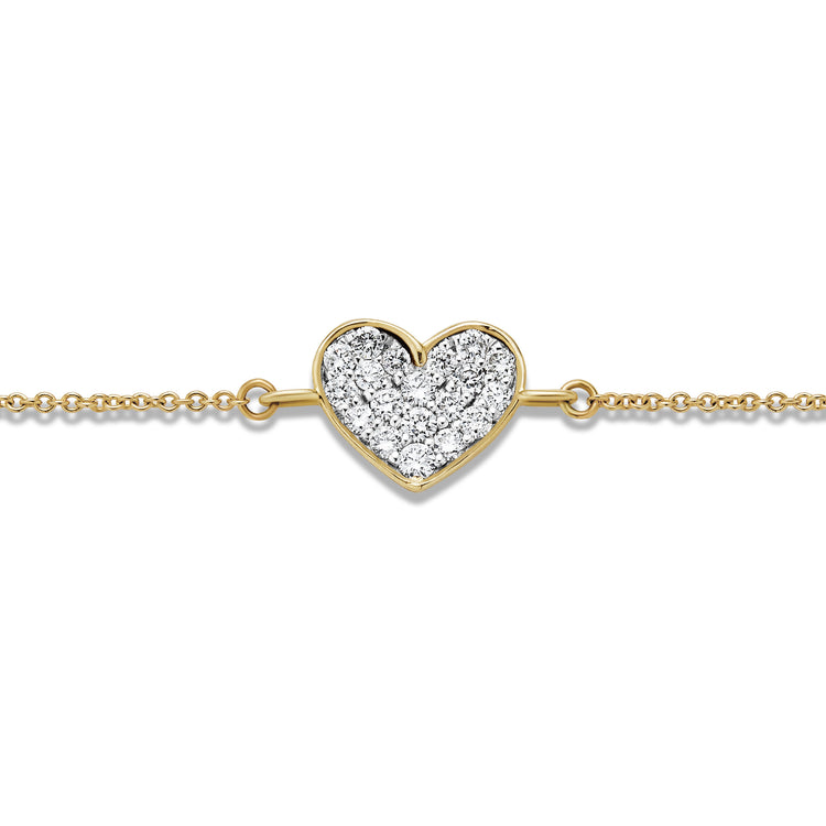 Stone and Strand 10K Yellow Gold All My Love Sparkle Heart Diamond Bracelet Close Up Image