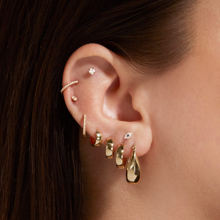 Image of 10K Yellow Gold All You Need Huggies with Stone and Strand Earrings