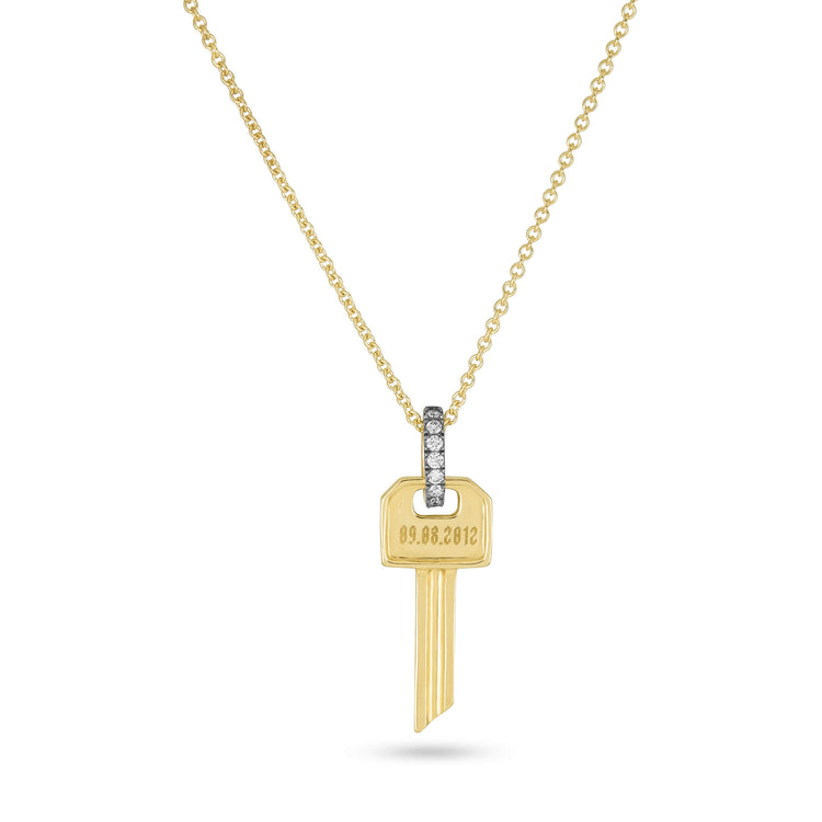Stone and Strand 10K Yellow Gold Almost Forever Pave Key Necklace Front Image