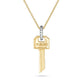 Stone and Strand 10K Yellow Gold Almost Forever Pave Key Necklace Close Up Image