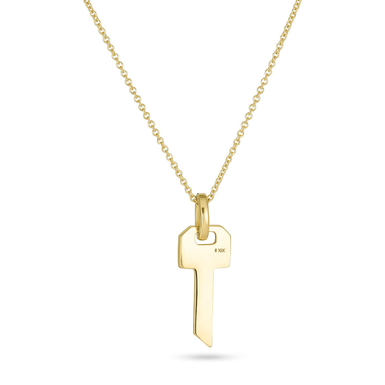 Stone and Strand 10K Yellow Gold Almost Forever Pave Key Necklace  Rear Image